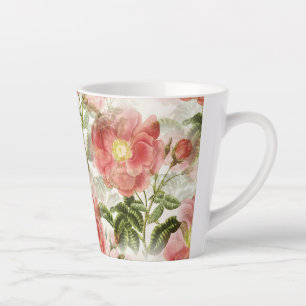 Roze Camellia Floral Pattern Latte Mok