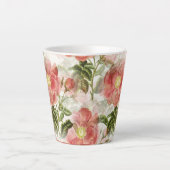 Roze Camellia Floral Pattern Latte Mok (Voorkant)