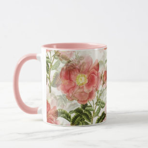 Roze Camellia Floral Pattern Mok