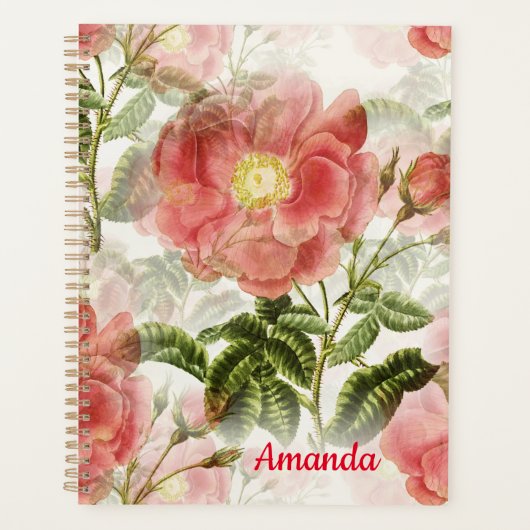 Roze Camellia Floral Pattern Planner (Voorkant)