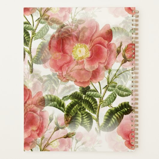 Roze Camellia Floral Pattern Planner (Achterkant)