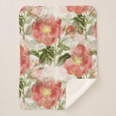 Roze Camellia Floral Pattern Sherpa Deken (Voorkant)