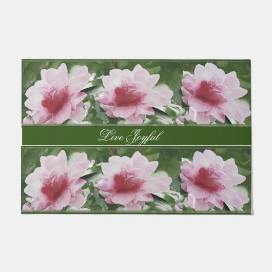 Roze Camellia Floral Vloermat Rug Deurmat (Voorkant)