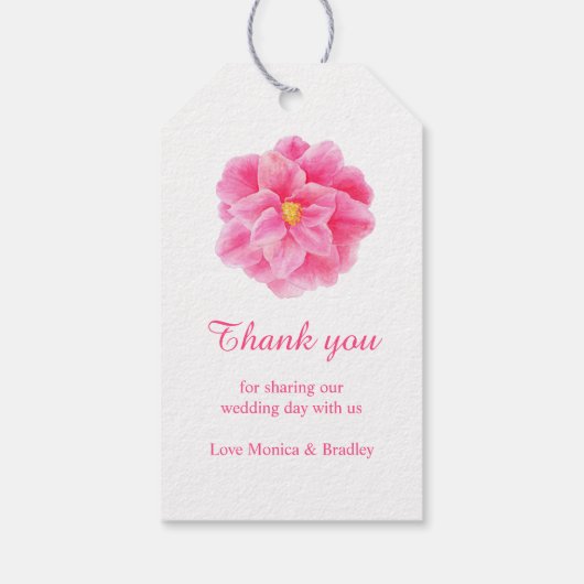 Roze camellia floral waterverf cadeau labels cadeaulabel (Achterkant)