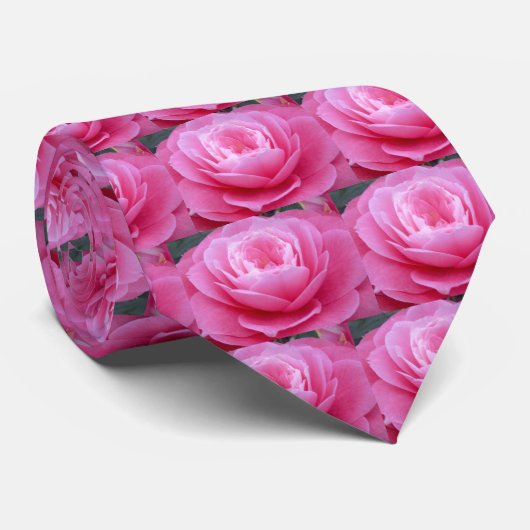 Roze Camellia Flower Stropdas (Opgerold)