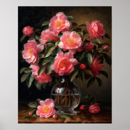 Roze Camellia Flowers Art Print Poster