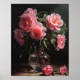 Roze Camellia Flowers Art Print Poster