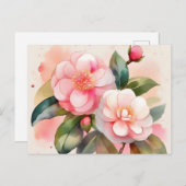 Roze Camellia Flowers Briefkaart (Voorkant / Achterkant)