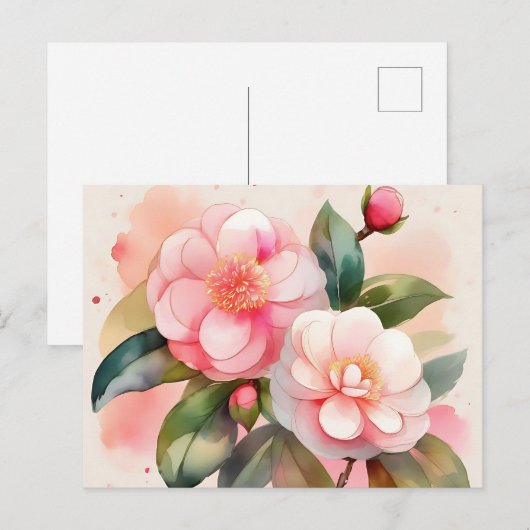 Roze Camellia Flowers Briefkaart (Voorkant / Achterkant)