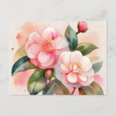 Roze Camellia Flowers Briefkaart (Voorkant)