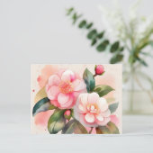 Roze Camellia Flowers Briefkaart (Staand voorkant)