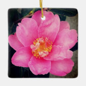Roze Camellia Keramische kerstversiering Keramisch Ornament (Voorkant)