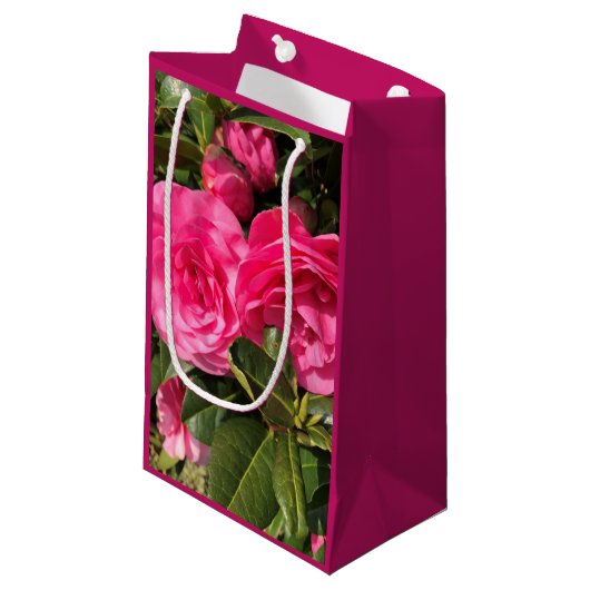 Roze Camellia Klein Cadeauzakje (Voorkant Gekanteld)