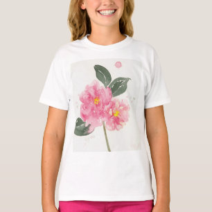 Roze camellia meisjes t shirt