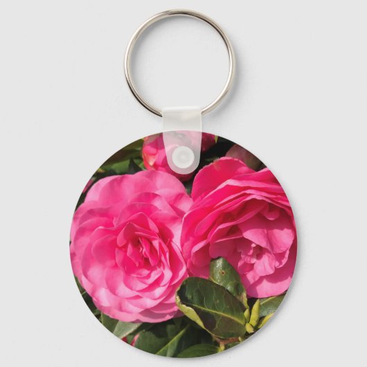 Roze Camellia Sleutelhanger (Voorkant)