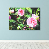 Roze Camellias Digital Painting Canvas Wall Art (Insitu (Houten vloer))