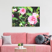 Roze Camellias Digital Painting Canvas Wall Art (Insitu (Woonkamer))