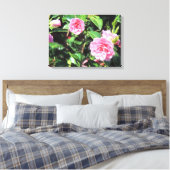 Roze Camellias Digital Painting Canvas Wall Art (Insitu (Slaapkamer))