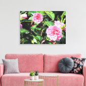 Roze Camellias Digital Painting Canvas Wall Art (Insitu (Woonkamer))