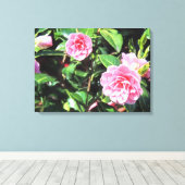 Roze Camellias Digital Painting Canvas Wall Art (Insitu (Houten vloer))