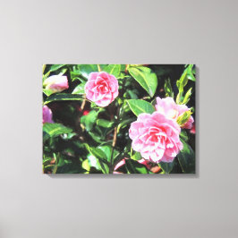 Roze Camellias Digital Painting Canvas Wall Art Afdruk