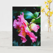 "Roze Camellias." Wenskaart Kaart (Gele Bloem)