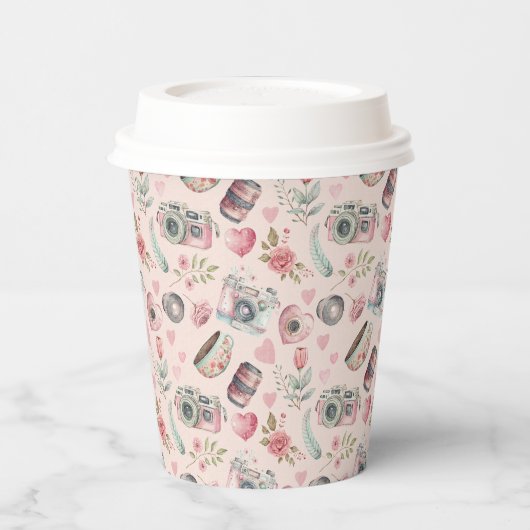 Roze  camera papieren bekers (Links)