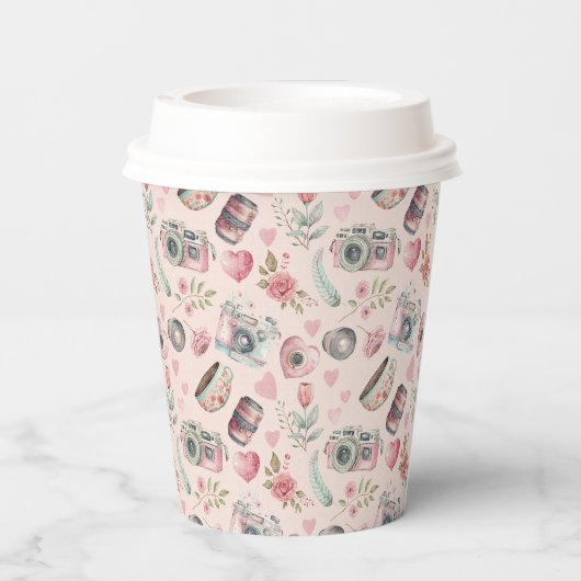 Roze  camera papieren bekers (Achterkant)