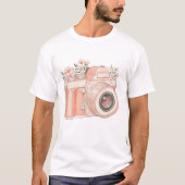 roze  camera t-shirt (Voorkant)