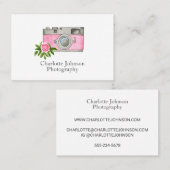  roze camera-Waterverf Visitekaartje (Voorkant / Achterkant)