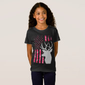 Roze Camo Amerikaanse vlag Camouflage Buck Hunting T-shirt (Voorkant volledig)