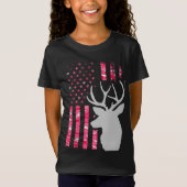 Roze Camo Amerikaanse vlag Camouflage Buck Hunting T-shirt (Voorkant)