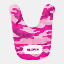 Roze Camo Baby Bib met naam / camouflage