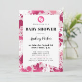 Roze Camo Baby Douche Uitnodigingen (Staand voorkant)