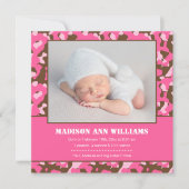 Roze Camo Baby Foto Geboorte Aankondiging (Voorkant)