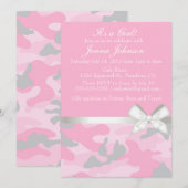 Roze Camo Baby Girl Shower Kaart (Voorkant / Achterkant)