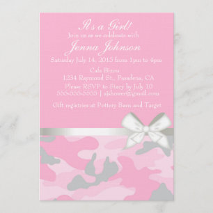 Roze Camo Baby Girl Shower Kaart
