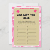 Roze Camo Baby shower - bewerkbare naam, 5x7 Invit