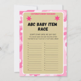 Roze Camo Baby shower - bewerkbare naam, 5x7 Invit Kaart