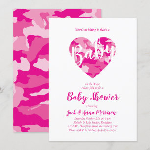 Roze Camo Baby Shower Camouflage Country Meisje Kaart