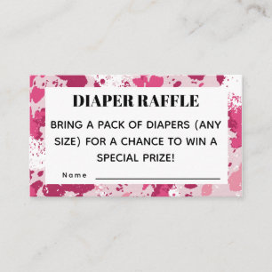 Roze Camo Baby shower Luier Raffle Informatiekaartje
