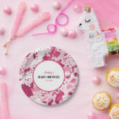 Roze Camo Baby shower Papieren Bordje (Feest)