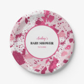Roze Camo Baby shower Papieren Bordje (Voorkant)