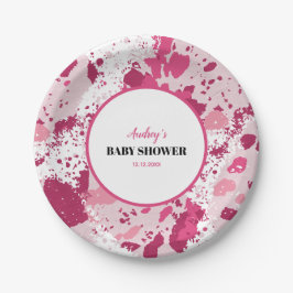 Roze Camo Baby shower Papieren Bordje