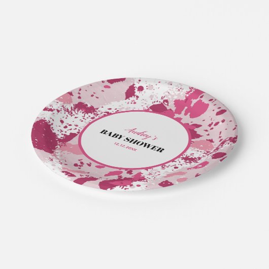 Roze Camo Baby shower Papieren Bordje (Gekanteld)