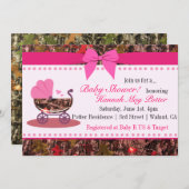 Roze Camo Baby shower Party Invitation Kaart (Voorkant / Achterkant)