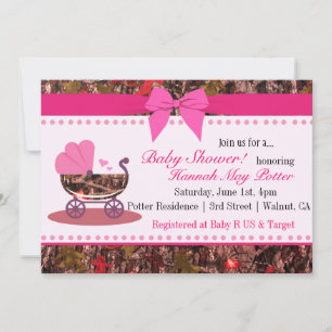Roze Camo Baby shower Party Invitation Kaart
