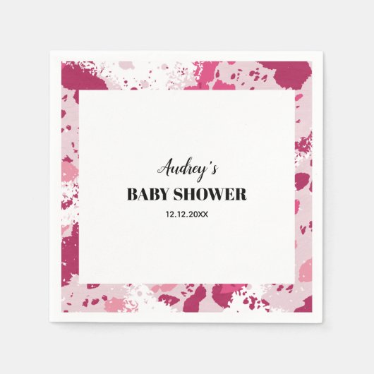 Roze Camo Baby shower Servet (Voorkant)