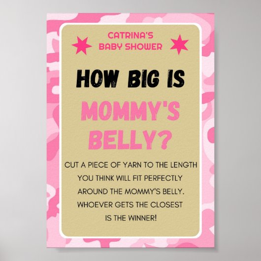 Roze Camo Baby shower teken Poster (Voorkant)