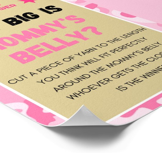 Roze Camo Baby shower teken Poster (Hoek)